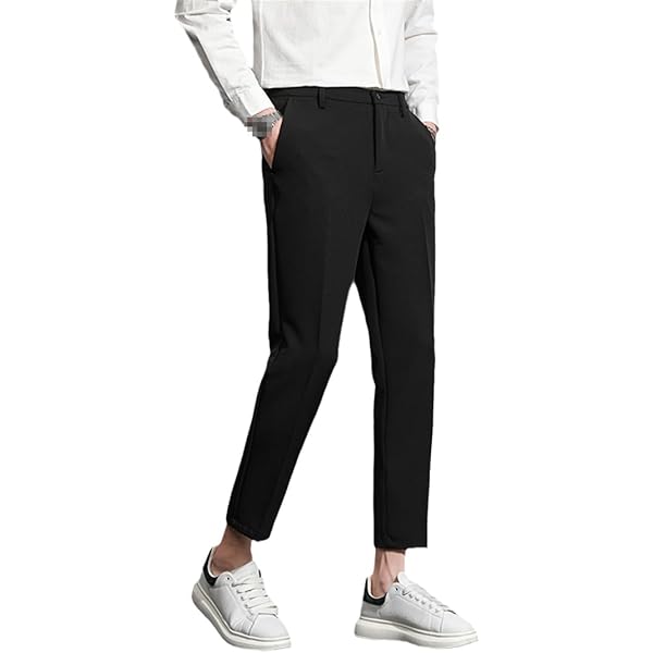 Men's Cropped Suit Pants Stretch Skinny Fit Casual Business Pant Slim Fit  Tapered Ankle Dress Chino Trousers (Black,28) at Amazon Men's Clothing store