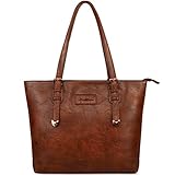 ZMSnow Vegan Leather Tote Designer Handbags for Women Girls (Brown)