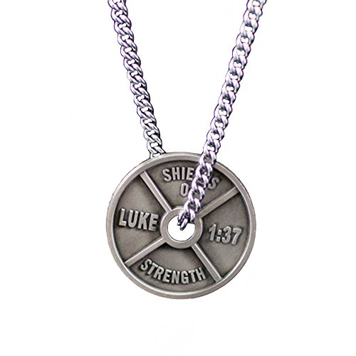 Men's Antique Finish High Relief Weight Plate Necklace-Luke 1:3720132013