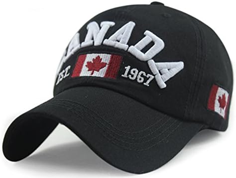 Ambiel Adult Canada Letter Print Baseball Caps Black