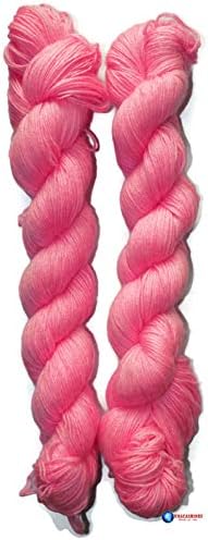 WOA Fashions Woollen Acrylic Hand Knitting Yarn - Pack of 2 (Pink, 170 g)