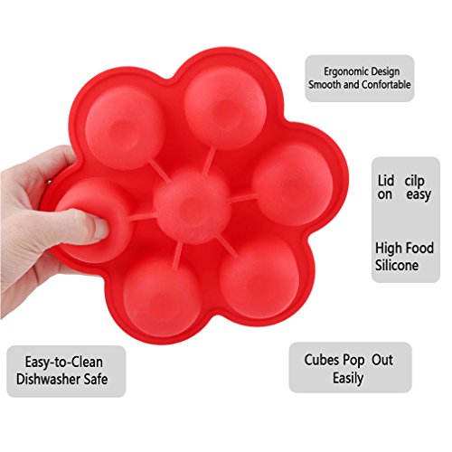 EH-LIFE Silicone Baby Food Freezer Tray with Clip-on Lid - Perfect Storage Container for Homemade Baby Food, Vegetable & Fruit Purees and Breast Milk - BPA Free & FDA Approved (Red)