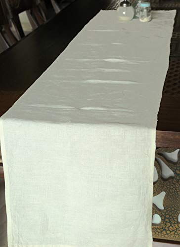 RAJRANG Solid Ivory Table Runner - Natural Cotton Linen Fabric for Party Supplies Home Living Room Decorative Accessories for Dinning Table 16 X 72 Inches