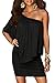 Sidefeel Womens Black Dresses Off Shoulder Ruffles Night Club Bodycon Mini Dress XX-Large