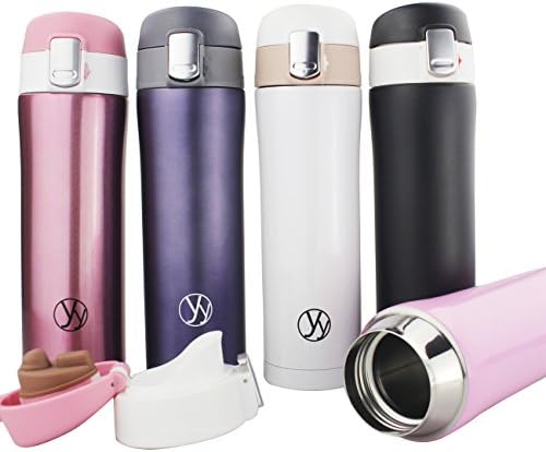 Double Y 17 Ounce Double Walled Vacuum Flask Thermo 18/8 Stainless Steel Insulated Water Bottle, (White)