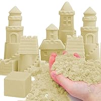 Kenlaimi 3 Pound Natural Moving Sand, Play Sand for Kids, Moldable Sensory Play Sand Indoor Outdoor Beach Sand Creative Educational for Boys Girls Party Favors for Kids Ages 3+