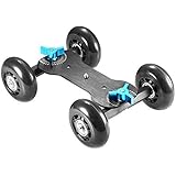 NEEWER Tabletop Mobile Rolling Slider Dolly Car Skater Video Track Rail for Speedlite DSLR Camera Camcorder Rig (Black)