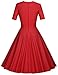 MUXXN Women's 50s Retro Solid Swing Dress (M, Red)