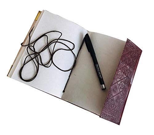 DOUBLE DRAGON Blank Page BOOK Handcrafted Leather Writing Unlined 5 x 7 JOURNAL (Brown Golden Corner)