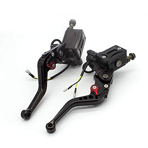 PROCNC 7/8" 22mm Universal Adjustable Double Master Cylinder Reservoir Hydraulic Brake Clutch Levers Set fit 50CC-300CC Street Motorcycle Scooter Kawasaki Yamaha Honda Suzuki KTM BMW - Thumbnail 4