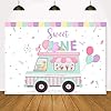 Lofaris Ice Cream Truck Shop Backdrop Happy Birthday Sweet One Summer Baby Girls Party Photography Background 1st Birthday Sprinkles Balloon Car Cake Table Decorations Banner Photo Booth Props 7x5ft