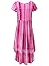 JayJay Women Boho High Low Casual Maxi U-Neck Short Sleeve Tie Dye Print Long Dress with Pocket,RED,2XL