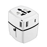 All in ONE Universal Plug Power Adapter with 4 Fast Charging USB Ports - International Travel US to UK, Europe, AUS, Italy, China Compatible with Sockets Over 150 Countries [UL Test Pass]