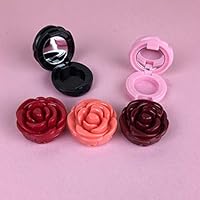 LEORX 6pcs Empty Eyeshadow Palette Mini Rose Shaped Lipstick Container Case DIY Cosmetics Container with Mirror