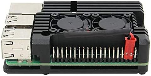 Kurphy per custodia in alluminio Raspberry Pi 4/3 con doppia ventola di raffreddamento Involucro metallico Custodia nera per RPI Raspberry Pi 4B / 3B / 3B +