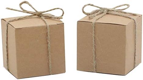 AmaJOY 50 Pcs Wedding Party Birthday Candy Retro Kraft Paper Boxes Gift Paper Boxes (Kraft)