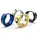 KONOV Mens Stainless Steel Classic Plain Huggie Hinged Hoop Earrings, 4 Pairs, Black Blue Gold