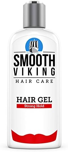 Hair Gel for Men – Strong Hold Styling Product – Adds Body &amp; Shine – Good for All Hairstyles – Trendy, Curly, Straight, Wavy &amp; Modern – Works on Wet, Dry, Thin or Thick Hair – Smooth Viking – 8 OZ