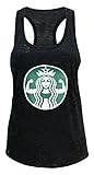 Tough Cookie's Women's Starbucks Parody Burnout Tank Top (Medium, Black)