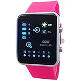 Jewtme Fashion Binary Digital LED Waterproof Boys Girls Sport Casual Wrist Watches (Red)
