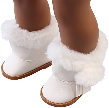 Joykith Toy 18 inch Girl Doll Shoes Plush Winter Snow Boots for 18in Our Generation Girls Doll The United States Girls Doll Accessory Toys (White)