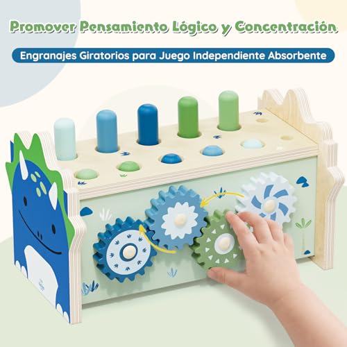 Lehoo Castle Montessori Toys 1 Year Old, Wooden Toy with Xylophone and Hammers for Babies, Educational Motor Skills Toys for Kids, Birthday and Christmas Gifts for Kids 1-3 Years Old
