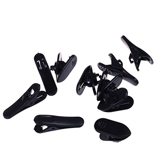 BCP Black Color 5pcs Cord Clip Holder+5pcs Rotate Mount Headphone Headset Cable Cord Clip Holder-- Clips onto Your Clothing to Keep Earphone/Microphone Cord in Place