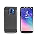 IDEA LINE Samsung Galaxy A6 Case with Tempered Glass Screen Protector, Heavy Duty Hybrid Hard Shockproof Slim Fit Brushed Anti-Fingerprint Cover - Black
