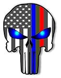 Gadsen Flags in USA Punisher Sticker - Flag Decal American Flag Sticker Red Stripe for Cars Trucks for Honor and Support of Our First Responders Vinyl