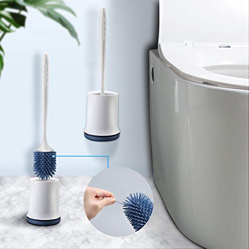 aifulo Toilettenbürste,WC-Bürsteund Behälter,Handgriff ist abnehmbar und schnell trocknendem Haltersatz,Wandmontage & Stehen für Badezimmer Toilette und Gäste-WC (Blau)