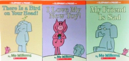 Elephant and Piggie Pack Set of 3 Books, There Is a Bird on Your Head, I Love My New Toy, My Friend is Sad