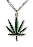 Real Metal Marijuana Weed Pot Leaf Green Enamel on