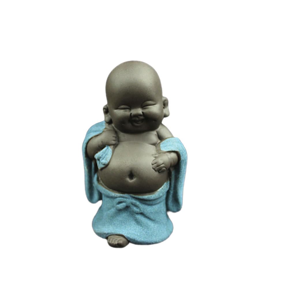 SUPVOX Laughing Buddha Statue Monk Figurine Baby Crafts Dolls Maitreya Feng Shui Ornaments present Sky-blue