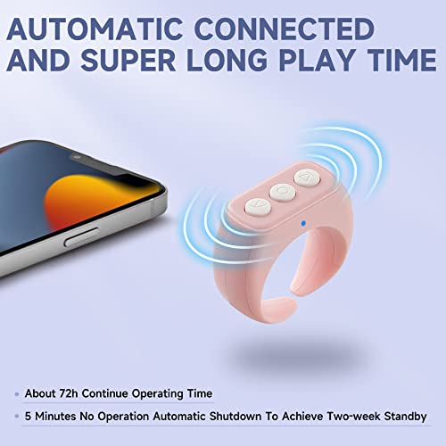 Tiktok Bluetooth Remote Control, CKG Bluetooth Ring Remote【2022 Design】,Supports Ultra-Long Standby and Quick Charging, More Stylish TIK Tok Remote Compatible with iOS and Android - Lovely Pink
