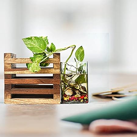 Sharpex Wooden Pot Stand, Brown, 20 cm x 18.5 x 20 cm