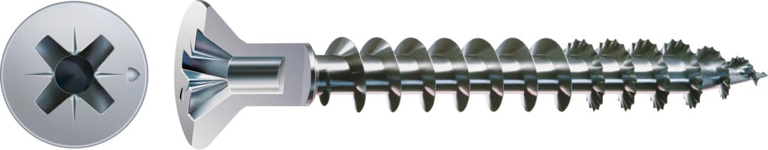 SPAX WIROX A3J 0271010450805 Universal Screw with Head Bore 4.5 x 80 mm Pack of 200 Phillips Z2 Small Countersunk Head Diameter 5 mm Fully Threaded — image 1