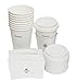 16 oz Hot Beverage Drinking Disposable White Paper Coffee Cup with White Dome Lid and Kraft Sleeve Combo 50 Pack