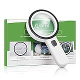 30X High Power Handheld Magnifying Glass with Led Light, Double Glass Lens Jumbo illuminated Magnifier Glasses for Reading, Soldering, Inspection, Coins, Jewelry, perfect for Macular Degeneration