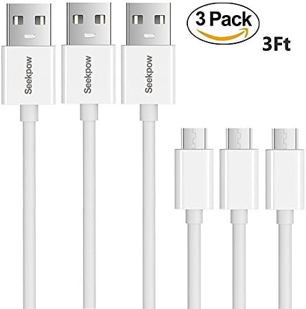 Micro USB Cables [3-Pack 3.3ft] TPE Samsung USB Cables/Android Cables – Seekpow Micro USB Charging Cables for Galaxy S7/S6/, Sony, Motorola and More – White