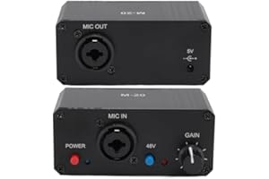 DPOFIRS Mic Preamp, High Gain 48V Power XLR Output Mic Preamplifier, Microphone Preamp for Dynamic and Condenser Microphones Booster