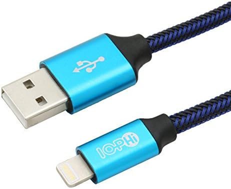Lightning Cable 3 FT Iophi iPhone Charger Nylon Braided 2.4A High Speed Heavy Duty Aluminum Connector Charging Sync Cable for iPhone 7/7 Plus /6S /6 Plus/6S/6/5/5S/5C/SE iPad Pro iPad4 Air Mini - BLUE