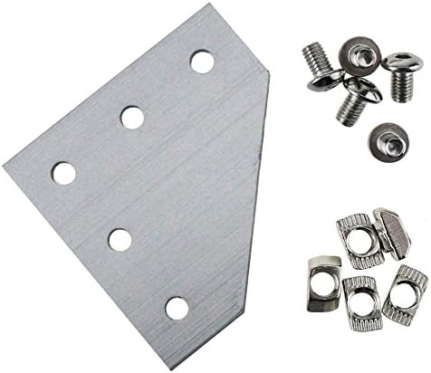 10pcs T Slot L Shape Joining Plate and 50pcs M5x8 Hex Screw and 50pcs T nut, for 2020 Aluminum Profile