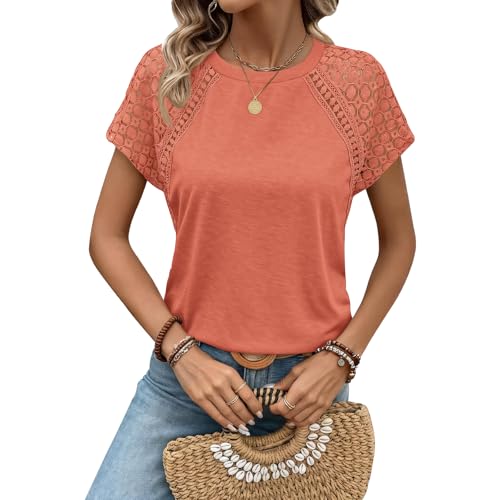 KILISU Womens Summer Tops Lace Short Sleeve