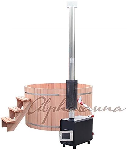 Red Cedar Barrel Sauna Hot Tub With External Furnace Wooden Burning Stove For 3-5 Persons Purely Hand Made Products