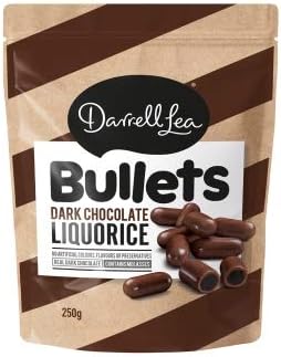 Darrell Lea Dark Chocolate Liquorice Bullets 250g x 12