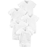 Carter's Baby Onesies, 5-Pack, Side-Snap, White, Preemie Size