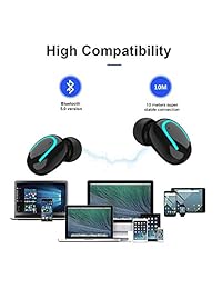 Auriculares inalámbricos V5.0, auriculares Bluetooth, auriculares inalámbricos, marca HBQ V5.0, auriculares impermeables, con tecnología TWS y funda de carga.