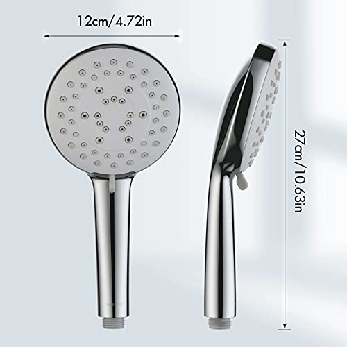 Shower Head with High Pressure, Watersong Water Saving Handheld Shower with 5 Spray Settings, Adjustable Flow, Universal Bathroom Showerhead Easy Install in 2 Minutes Easy Clean with Silicone Jets