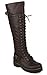 Buckled Combat Lace Up Lug Sole Knee High Vegan Leather Punk Boots