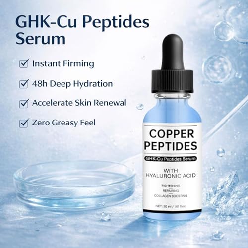 YOOJ® GHK‑Cu Copper Peptide Face Serum, Anti‑Aging Hydrating Repair Serum, Skin Barrier Repair & Lightweight Moisturizer for Daily Skincare, 30ml